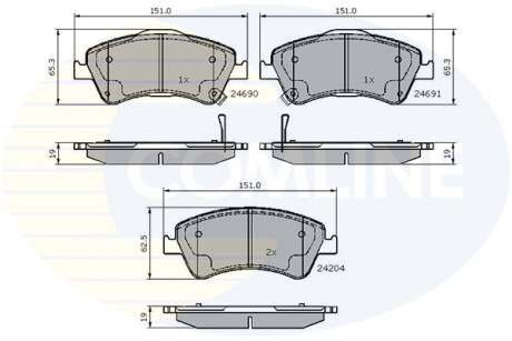 Гальмівні колодки, дискове гальмо (набір) COMLINE CBP31588