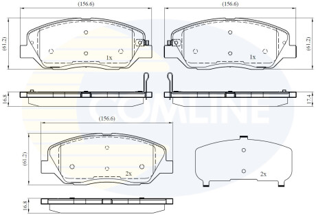 Гальмівні колодки, дискове гальмо (набір) COMLINE CBP31676