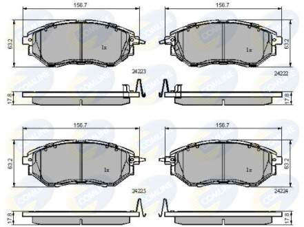 Гальмівні колодки, дискове гальмо (набір) COMLINE CBP31762