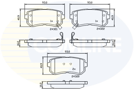 Гальмівні колодки, дискове гальмо (набір) COMLINE CBP32016