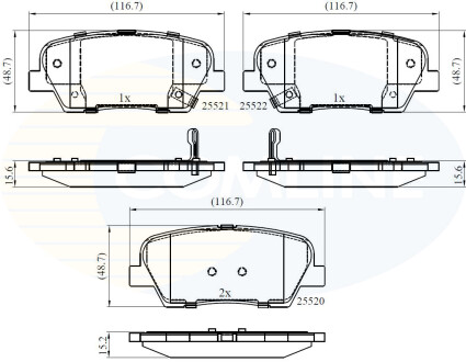 Гальмівні колодки, дискове гальмо (набір) COMLINE CBP36009