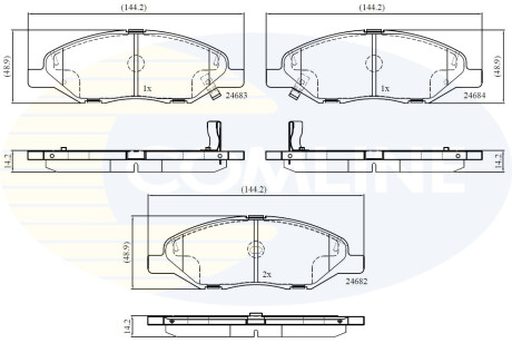 Гальмівні колодки, дискове гальмо (набір) COMLINE CBP36044