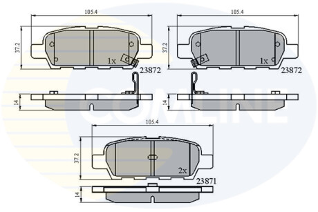 Гальмівні колодки, дискове гальмо (набір) COMLINE CBP3912