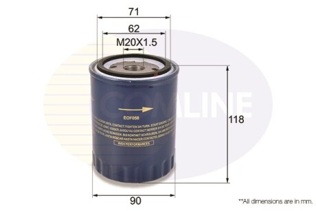 Фільтр масла COMLINE EOF058 (фото 1)