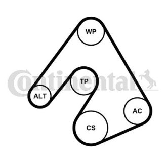 Комплект (ремінь+ролики+помпа) Contitech 5PK1207WP1