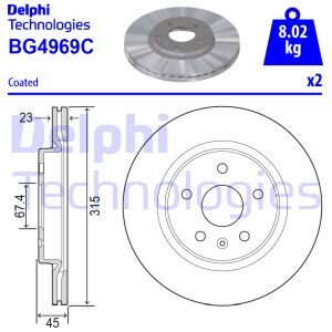 Гальмівні диски INSIGNIA B Country T Delphi BG4969C