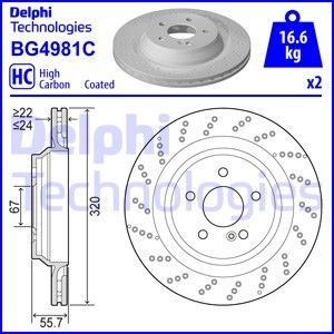 Диск гальмівний MB SL280, SL300, SL350, SL500 Delphi BG4981C