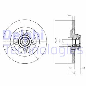 Диск гальмівний з підшипником Delphi BG9025RS