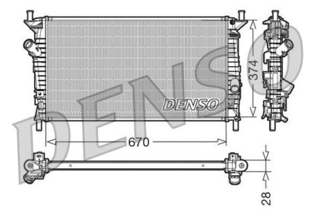 Радіатор, охолодження двигуна DENSO DRM10074