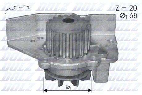 Водяна помпа Peugeot 406/605 Citroen Xantia/XM 2,0 motXU10J4R DOLZ C118