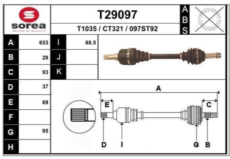 Піввісь JUMPY II Platforma / EAI T29097