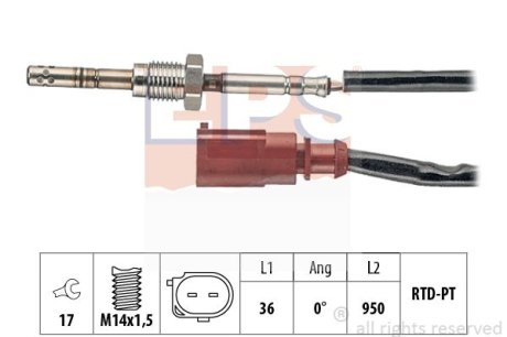 Датчик температури випускних газів 1.6TDI Skoda Octavia 12-/VW Golf VII 12- EPS 1.220.256