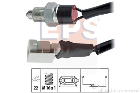 Датчик вкл. сигналов заднего хода Nevada J7R/J8S Espace Z7W M16x1 (с проводом) EPS 1.860.106