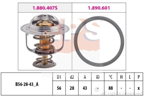 Термостат Chery/Mitsubishi/Toyota 00- EPS 1.880.408