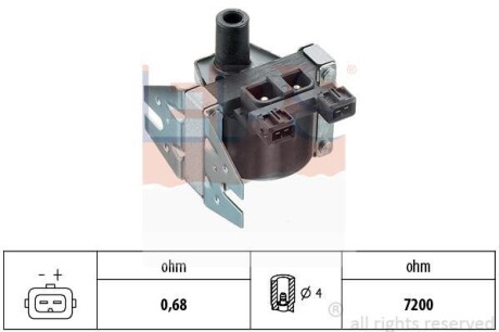 Котушка запалювання Opel Kadett/Omega A1,8/2,0 OHC 90- 2,4/2,6/3,0 CIH 90- EPS 1.970.192