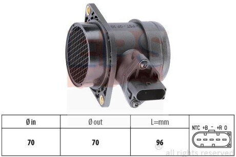 Витратомір повітря VW 1.6-2.0 95-> Golf/Sharan/Skoda EPS 1.991.221 (фото 1)