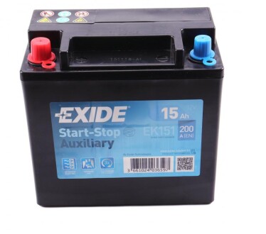 Аккумулятор 15Ah-12v AGM AUXILIARY (150х90х145),L,EN200 EXIDE EK151