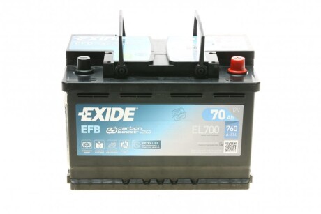 Аккумулятор 70Ah-12v EFB (278х175х190),R,EN760 EXIDE EL700