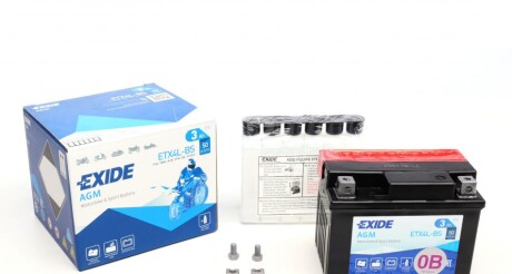 АкумуляторMOTOR B/O 12V 3AH 50A YTX4L-BS/ [114X71X86] EXIDE ETX4L-BS