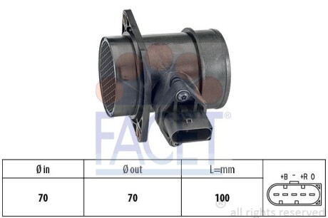 Витратомір повітря (5 конт.) SKODA SUPERB/VW PASSAT 1.8 00-08 FACET 101212 (фото 1)