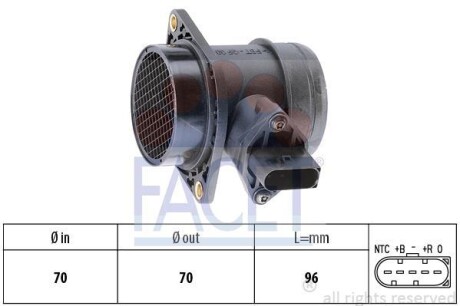 Витратомір повітря (5 конт.) VW GOLF IV/SKODA OCTAVIA 1.2/1.8/2.0 96-10 FACET 101380