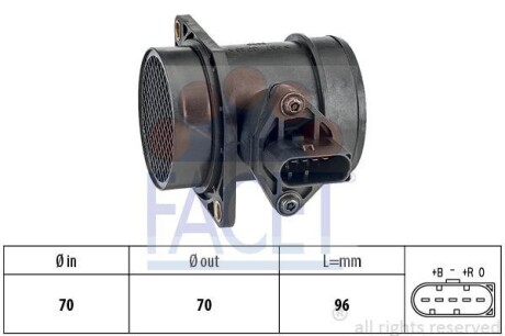 Витратомір повітря (5конт.) AUDI A4/ A6/SKODA OCTAVIA 1.6/1.8T 96-10 (10.1439) FACET 101439 (фото 1)