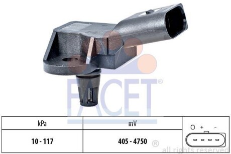 Датчик тиску наддуву (4 конт.)A4/A6/Q7/FABIA/OCTAVIA 1.2-6.3 03- (10.3157) FACET 103157