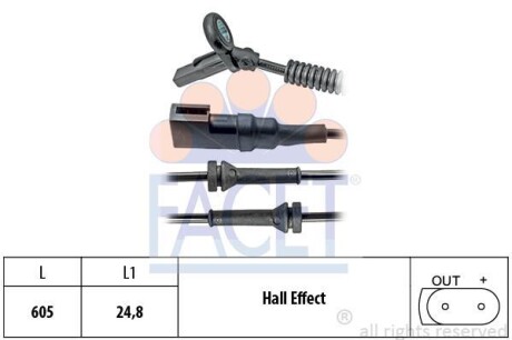 Датчик ABS перед. Connect 02- (21.0152) FACET 210152