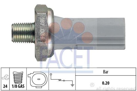 Датчик давления масла (0,2bar/1 конт./серий) Lancer 08-/ASX/Outlander 06-/Smart 07- (7.0187) FACET 70187