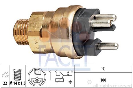 Датчик включения вентилятора MB W124/201 M102 (3 конт.) (7.3529) FACET 73529