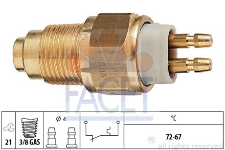 Термовимикач вентилятора радіатора FACET 75125