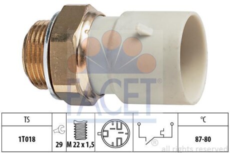 Термовимикач вентилятора радіатора FACET 75271