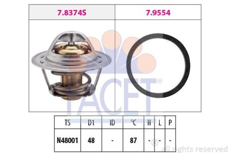 Термостат Ланос 1.5/Авео/Нексия 8V (вставка) FACET 78374 (фото 1)