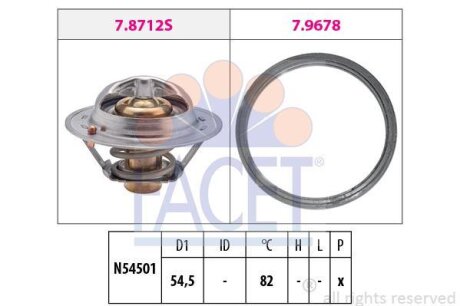 Термостат Renault Megane III (09-), Fluence (10-), Koleos (13-) 2.0 16V, 2.0 TCE FACET 78713