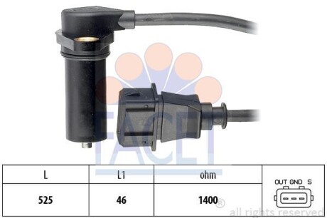 Датчик оборотов коленвала Audi A3/Skoda Octavia/VW Bora/Golf/Polo 1.9 TDI (96-) (9.0219) FACET 90219