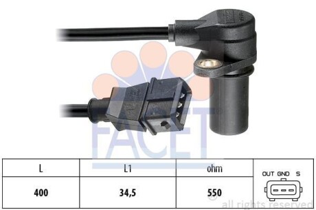 Датчик колінчастого вала. Датчик колінчастого вала, маховик FACET 90222