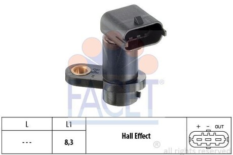 Датчик оборотов коленвала Astra G/H/Vectra C 1.6 00- (9.0449) FACET 90449