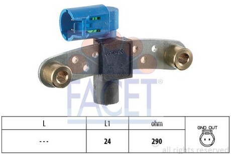 Датчик оборотов коленвала Renault KANGOO, MEGANE I,CLIO II 1.2/1.4/1.6 96- (9.0597) FACET 90597