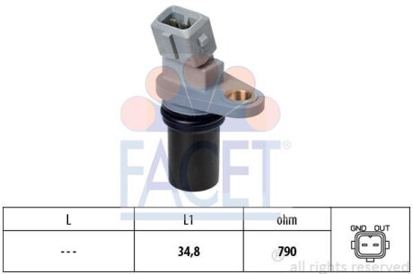 Датчик обертів коленвала а Smart 451/452 0.7-1.0 i/Turbo/CDi 03-> (9.0641) FACET 90641 (фото 1)