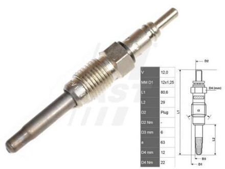 Свічка розжарювання FIAT Brava 95-01 FAST FT82725