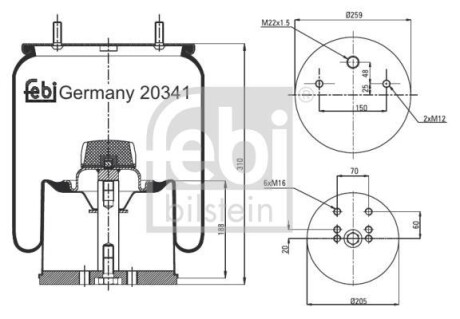 Кожух пневматической рессоры FEBI BILSTEIN 20341