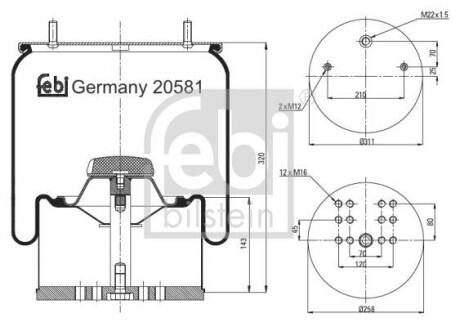 Кожух пневматической рессоры FEBI BILSTEIN 20581