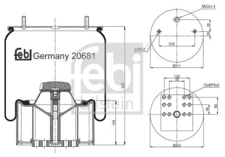 Кожух пневматической рессоры FEBI BILSTEIN 20681