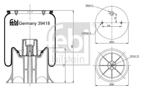 Пневморессора 4158 N P03 (со стаканом) FEBI BILSTEIN 39418