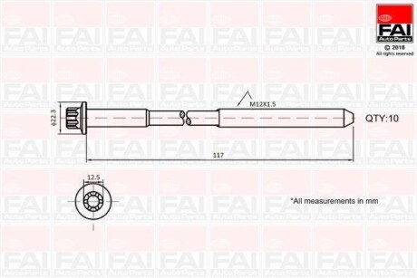 Набір болтів ГБЦ Renault Megane LagunaTrafic 20 V16 01- Fischer Automotive One (FA1) B1018