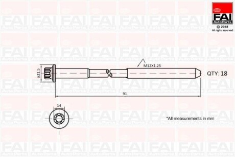 Болт головки цилиндра Fischer Automotive One (FA1) B2101