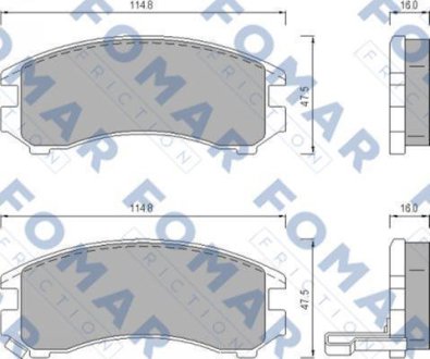 Гальмівні колодки, дискове гальмо (набір) FOMAR FO 443681