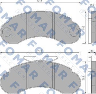 Гальмівні колодки, дискове гальмо (набір) FOMAR FO458581