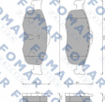 Гальмівні колодки, дискове гальмо (набір) FOMAR FO491681