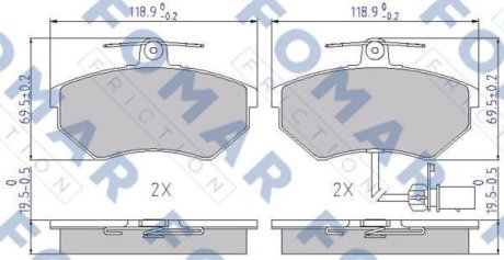 Гальмівні колодки, дискове гальмо (набір) FOMAR FO689281